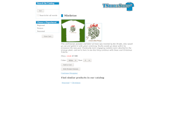 Storefront - a single product page - a screenshot of tshirtshop demo website for a book 'Beginning PHP and MySQL E-Commerce From Novice to Professional'